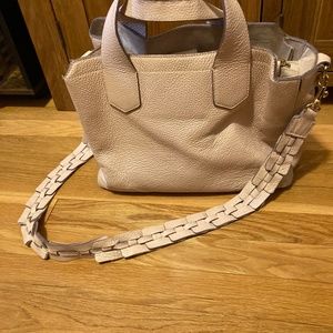 Iacucci Italian crafted leather handbag with interwoven crossbody strap